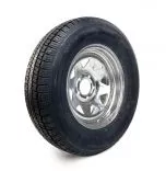 Roue pour remorque avec jante en acier galvanisée.